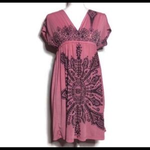 Pink &Black Design Dress, NWOT, Small